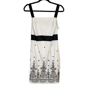 Vintage Pulse White Black Sleeveless Formal Beaded Mini Dress Beach Sundress Tie